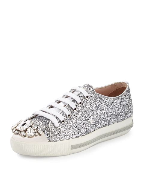 miu miu glitter sneakers stars|miu mi u sneakers.